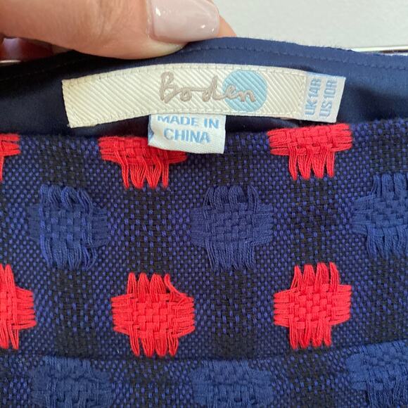 Boden Women's Embroidered Blue & Red A-Line Mini Skirt Academic Preppy 10R - Picture 5 of 6